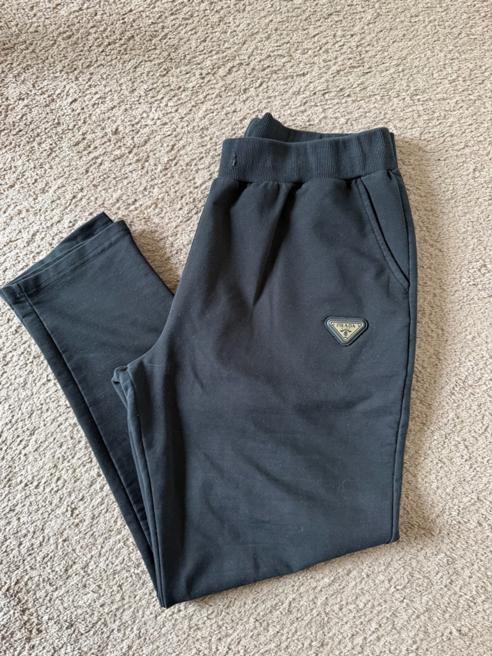 Prada Black Logo Triangle Sweatpant Detail